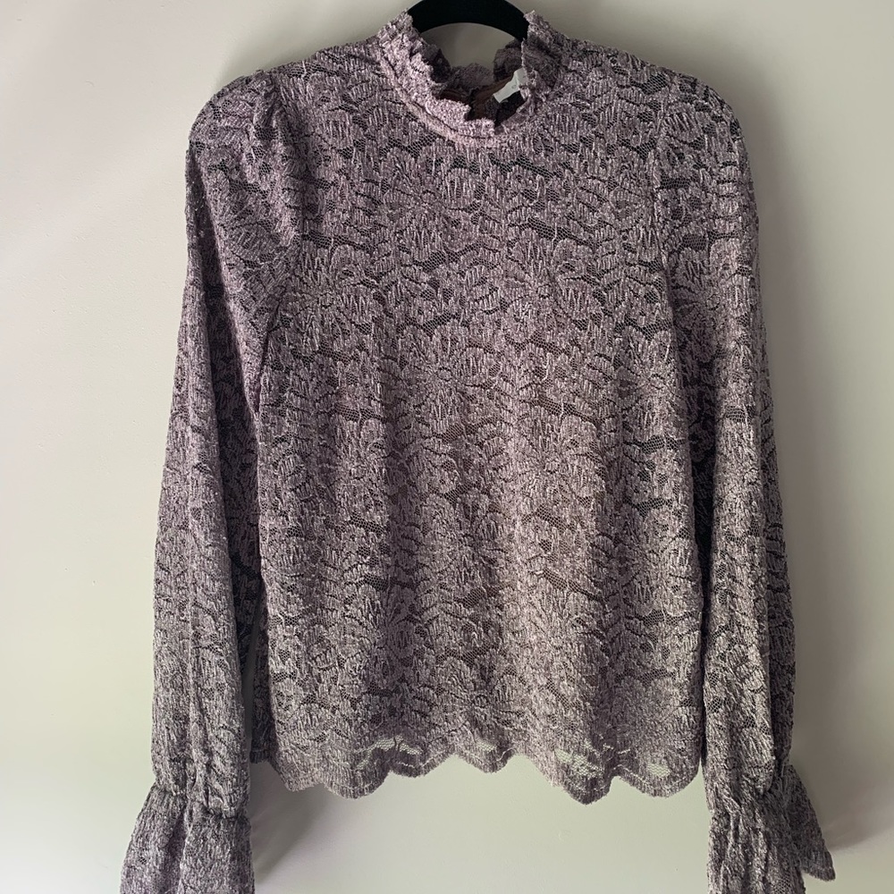 Anthropologie Brown Blouse with Floral Detail
